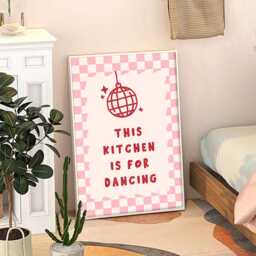 This Kitchen Is For Dancing Disco Art Canvas Poster, Trendy Wall Art, Apartment Aesthetic Decor, Retro Home Printed Gift - thumbnail 3