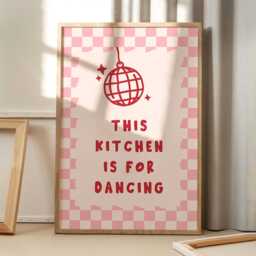 This Kitchen Is For Dancing Disco Art Canvas Poster, Trendy Wall Art, Apartment Aesthetic Decor, Retro Home Printed Gift - thumbnail 1