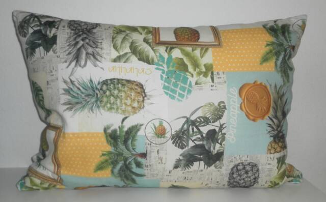 Large Decorative Cushion Cover Motif Palm Trees Pineapple - image 1