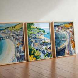 Set Of 3 Aberystwyth Posters, Wales Travel Prints, UK Coastal Wall Art Sets, Scenic Poster Seaside Decor Gift - thumbnail 2