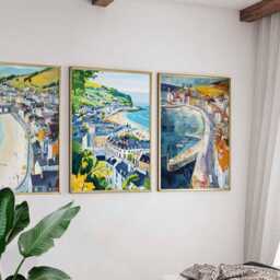 Set Of 3 Aberystwyth Posters, Wales Travel Prints, UK Coastal Wall Art Sets, Scenic Poster Seaside Decor Gift - thumbnail 3