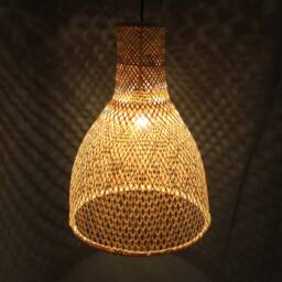 Bamboo Pendant Light Horn-Shaped Rustic Bell Lighting - thumbnail 2