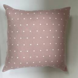"Pink Pillow Linen Polka Dot Girls Backing Exposed Zipper-Leather Pull 20""22""24""14x24" - thumbnail 2