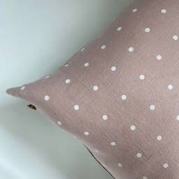 "Pink Pillow Linen Polka Dot Girls Backing Exposed Zipper-Leather Pull 20""22""24""14x24" - thumbnail 3