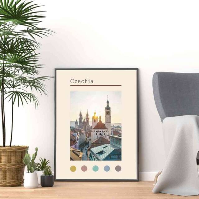 Prague Travel Poster Vintage Czechia Landmarks Art Print - image 1