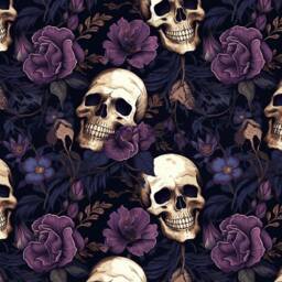 Gothic Skulls Cushion Cover Shade Floral Dark Home Decor Purple Pillow - thumbnail 2
