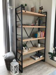 Industrial Bookcase Regal - Ash-Wood-steel - thumbnail 1