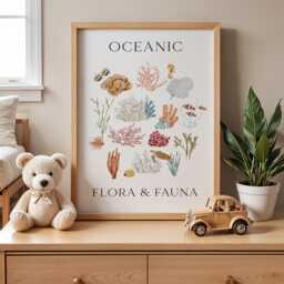 Ocean Flora & Fauna Print, Nursery Children's Decor, Sea Animals Ocean Art, Kids Wall Art #4 - thumbnail 3