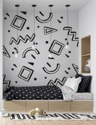 Memphis Milano Wall Decal, Geometric Sticker, 80's Design, Style Art, Abstract Modern Unique Decor - thumbnail 1