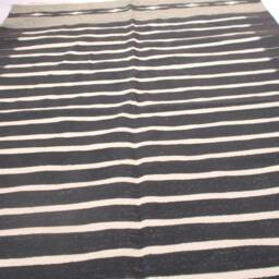 8x10 Black & White Stripes Cotton Rug Dhurrie - Room Size - thumbnail 3