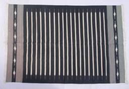 8x10 Black & White Stripes Cotton Rug Dhurrie - Room Size - thumbnail 1