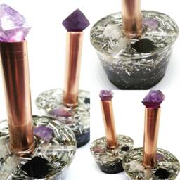Purple Fluorite Orgone Mini Cloud Buster - Crystal Art Sculpture - thumbnail 2