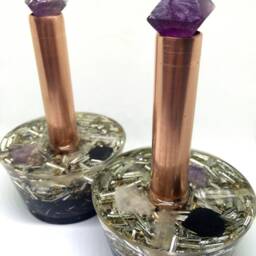 Purple Fluorite Orgone Mini Cloud Buster - Crystal Art Sculpture - thumbnail 3