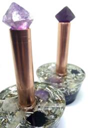 Purple Fluorite Orgone Mini Cloud Buster - Crystal Art Sculpture