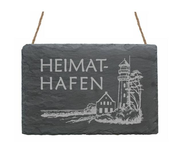 Weatherproof Slate ??Heimathafen?? With Motif Lighthouse Sign Door Wall Decoration Gift Maritimes Baltic Sea North Coast Sea