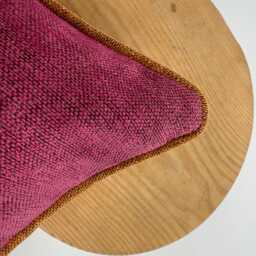 Magenta Luxury Linen Pillow Cover With Orange Pipping, Hot Pink Thick Soft Pillow, Decorative Throw Pillow, 20x20 - thumbnail 4