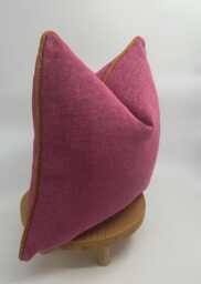 Magenta Luxury Linen Pillow Cover With Orange Pipping, Hot Pink Thick Soft Pillow, Decorative Throw Pillow, 20x20 - thumbnail 1