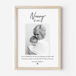 Personalised Nanny & Me Photo Print One Child Only Unframed Present Gift Nana First Grandson Granddaughter - thumbnail 1