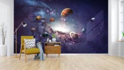 3D Universe Wallpaper, Planet Nebula Wall Mural - Peel & Stick