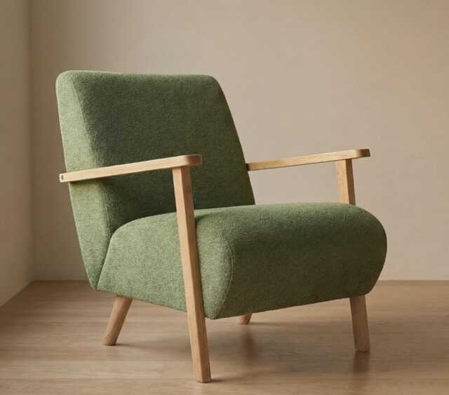 Swift Green Lounge Chair Boucle Club Seat Armchair - image 1