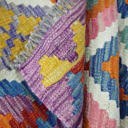 Colourful Runner Rug, Handmade Artisan Afghan Turkish, Scandinavian, Navajo, Bohemian, Flatweave, Natural Wool Kilim Rug 307x83 cm - thumbnail 4