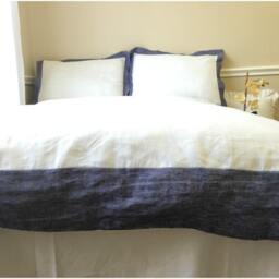 Border Duvet Cover, Linen Duvet Cover, Bedding, Dorm Queen King White Cover With Border Trim - thumbnail 2