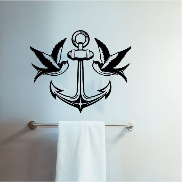 Anchor & Bird's Vinyl Wall Art, Decal, Sticker, Transfer, Mural, Removable, Decor, Interior, Exterior, Peel Stick, Full - 0773 - image 1