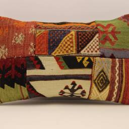 Lumbar Pillow, Patchwork Sofa Pillow, 12x20 in 30x50 cm, Vintage Turkish Kilim Pillow, Home Cushion Cover Boho Pillow Koef-974 - thumbnail 2