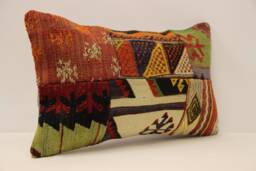 Lumbar Pillow, Patchwork Sofa Pillow, 12x20 in 30x50 cm, Vintage Turkish Kilim Pillow, Home Cushion Cover Boho Pillow Koef-974 - thumbnail 1