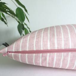 Blush Pink Striped Cushion Or Cover Cotton Cushion Handmade in UK - thumbnail 3