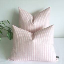 Blush Pink Striped Cushion Or Cover Cotton Cushion Handmade in UK - thumbnail 1