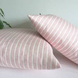 Blush Pink Striped Cushion Or Cover Cotton Cushion Handmade in UK - thumbnail 2