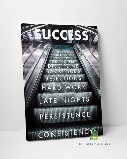 Success Motivational Inspirational Quote Canvas Art Wall Print Picture Framed Home Decor -D198 - image 1