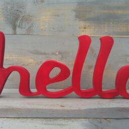 Red Wood Sign Hello Entrance Decoration, Office, Shop, Bar, Restaurant, Wall Farmhouse Decor Sign, Wooden Standing Hello - thumbnail 3