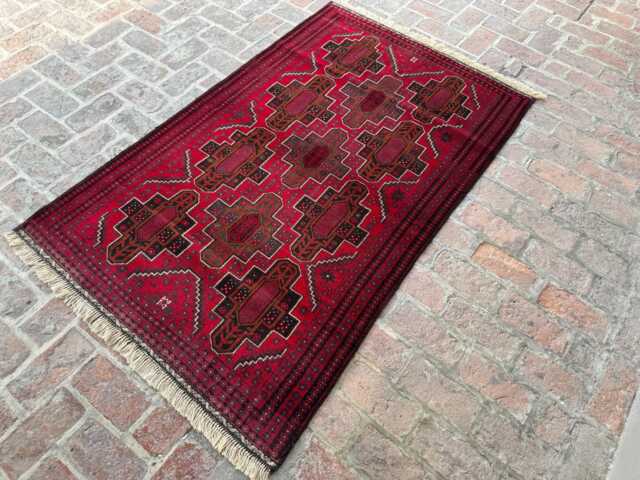 4x6 Afghan Bukhara Wool Rug - Hand-Knotted Tribal Red Carpet Authentic Oriental Area For Entryway, Living Room Or Bedroom Decor - image 1
