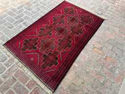 4x6 Afghan Bukhara Wool Rug - Hand-Knotted Tribal Red Carpet Authentic Oriental Area For Entryway, Living Room Or Bedroom Decor - thumbnail 1