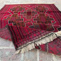 4x6 Afghan Bukhara Wool Rug - Hand-Knotted Tribal Red Carpet Authentic Oriental Area For Entryway, Living Room Or Bedroom Decor - thumbnail 3