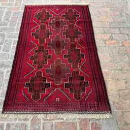 4x6 Afghan Bukhara Wool Rug - Hand-Knotted Tribal Red Carpet Authentic Oriental Area For Entryway, Living Room Or Bedroom Decor - thumbnail 2