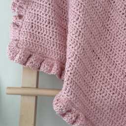 Handmade Crochet Baby Blanket With Ruffles - 28x28 - thumbnail 3