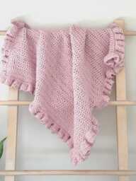 Handmade Crochet Baby Blanket With Ruffles - 28x28