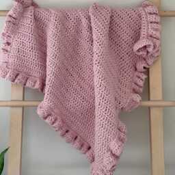 Handmade Crochet Baby Blanket With Ruffles - 28x28 - thumbnail 2