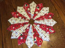 Quilted Christmas Tree Skirt Red, Silver, & Floral Victorian Style