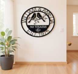 Personalized 50Th Anniversary Metal Sign, Custom Gift, 50Th Gift, Love Birds Wall Art, Gift For Parent, Mothers Day Decor - thumbnail 1