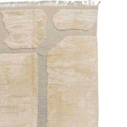 Abstract 3D High-Low Pile Moroccan Rug, Modern Cream Geometric Berber Carpet, Textured Hand-Knotted Beni Rug - thumbnail 3