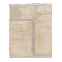 Abstract 3D High-Low Pile Moroccan Rug, Modern Cream Geometric Berber Carpet, Textured Hand-Knotted Beni Rug - thumbnail 1