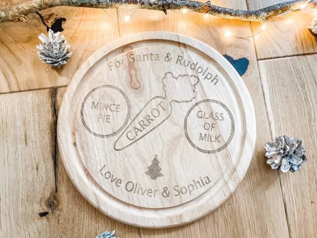 Santa Plate Personalised Wooden Christmas Eve Rudolph Board Personalized