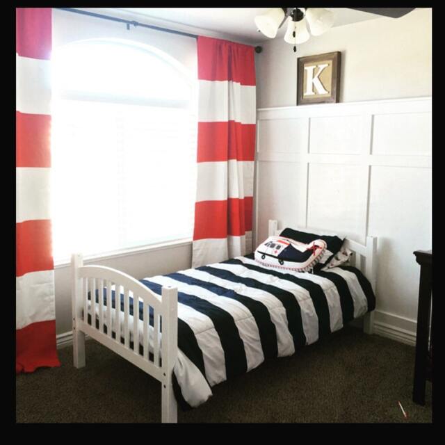 Red & White Striped Curtains Custom Color Block Panels - image 1
