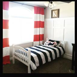 Red & White Striped Curtains Custom Color Block Panels
