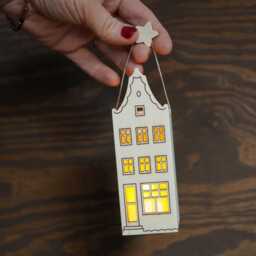 Wooden Amsterdam House Lantern With Led Candle - Christmas Decor - thumbnail 4
