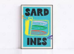 Vintage Sardines Food Print Retro Kitchen Wall Art - thumbnail 1